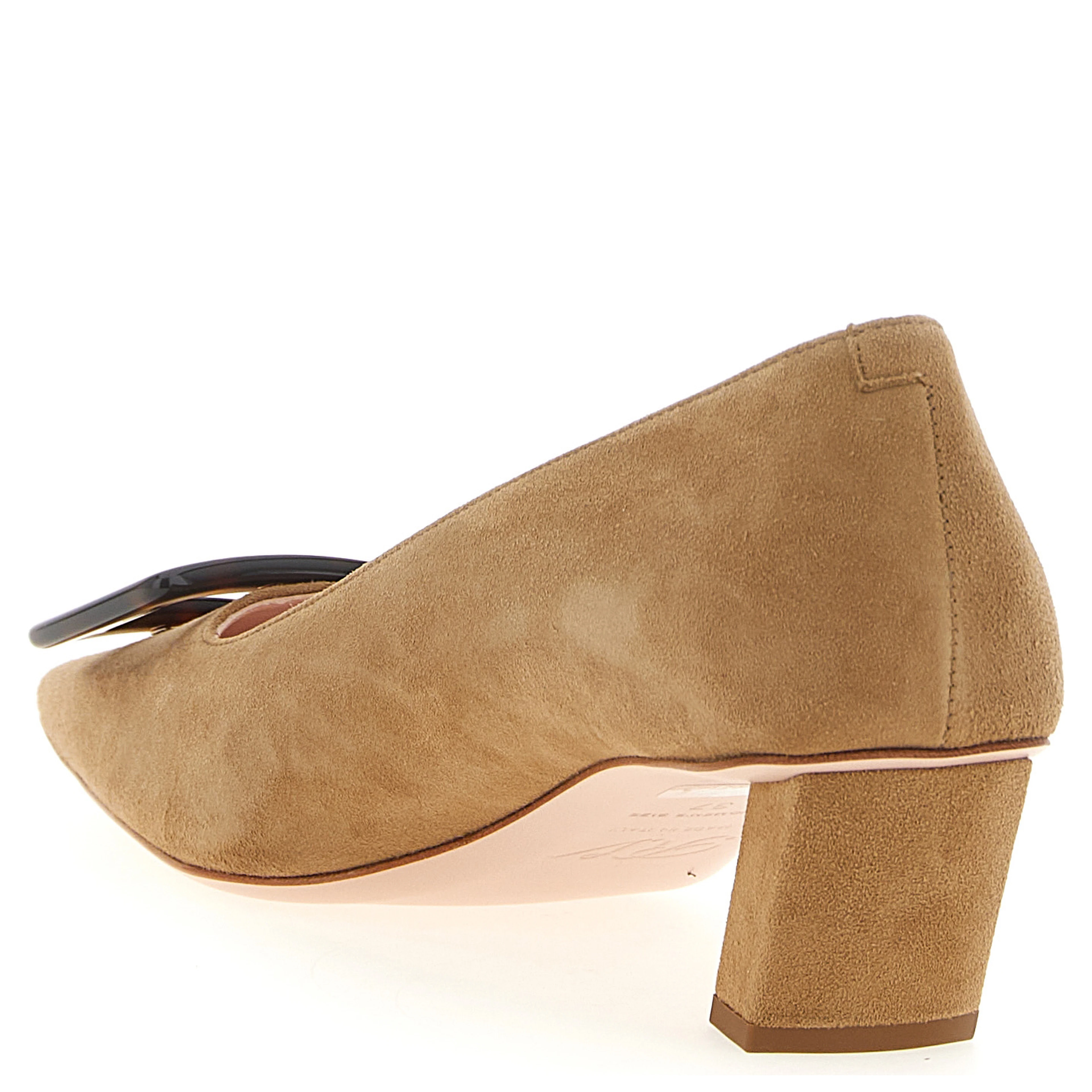 Beige Goatskin Mid Heel Pumps