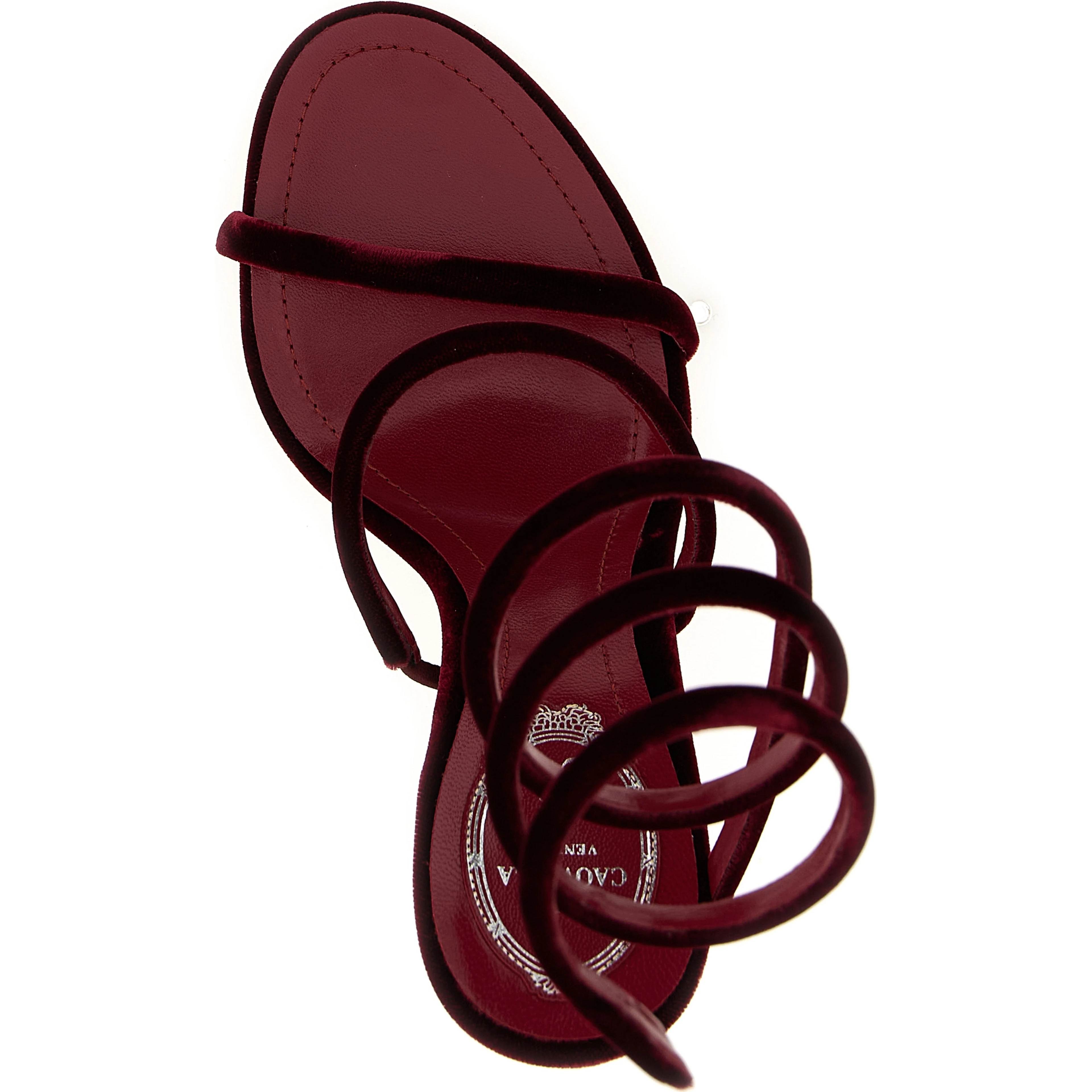 Bordeaux Textile Stiletto Heel Sandals