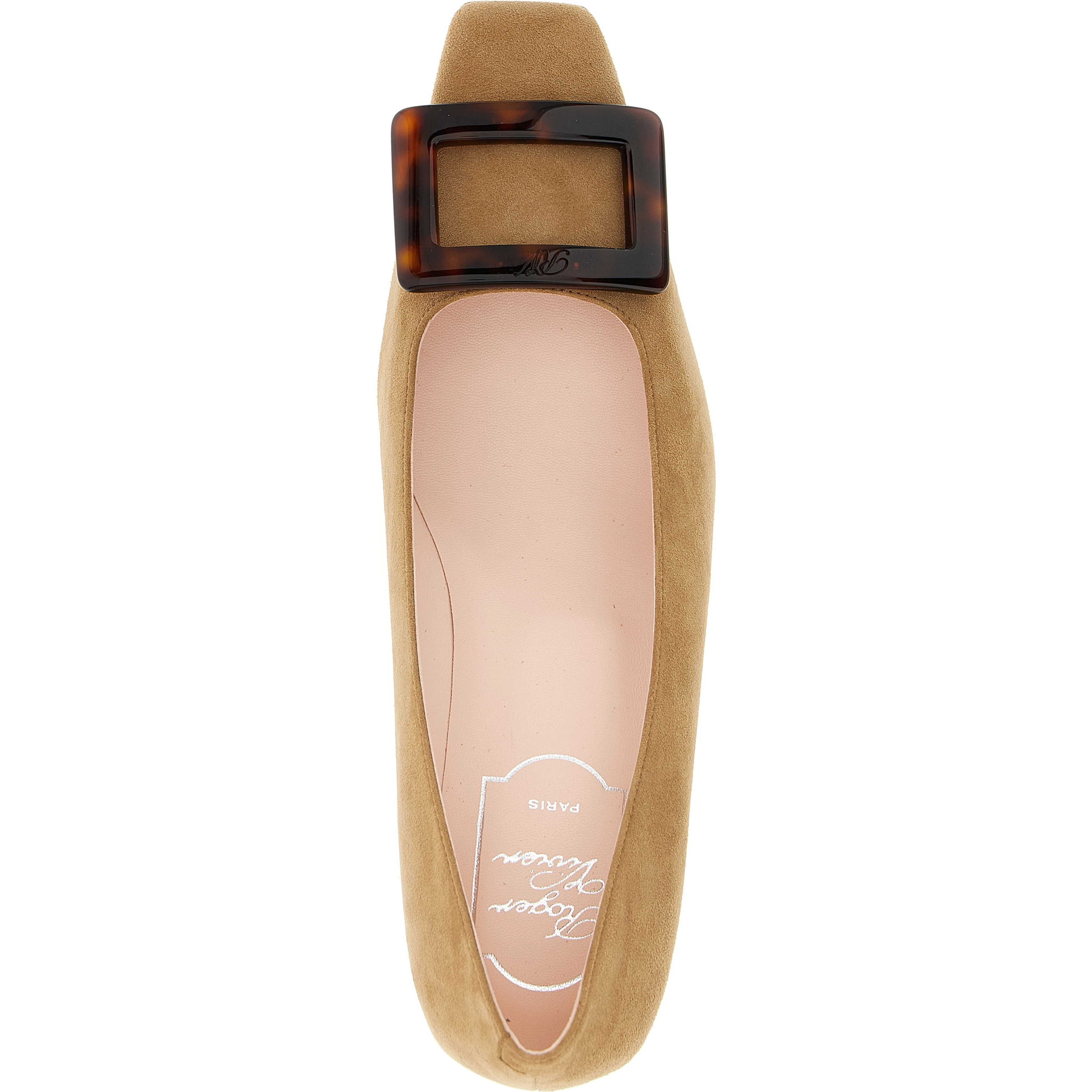 Beige Goatskin Mid Heel Pumps