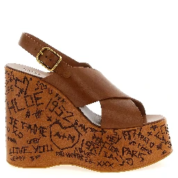 Brown Calfskin Wedge Sandals