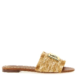 Brown Raffia Slides