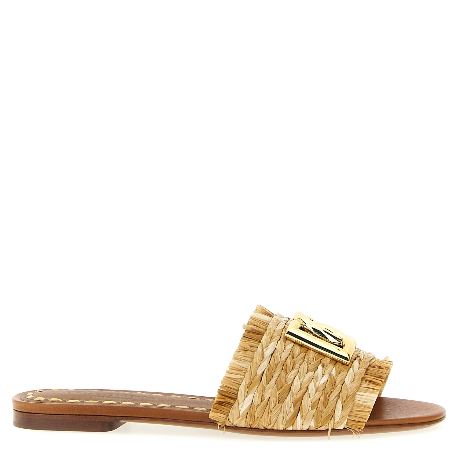 Brown Raffia Slides