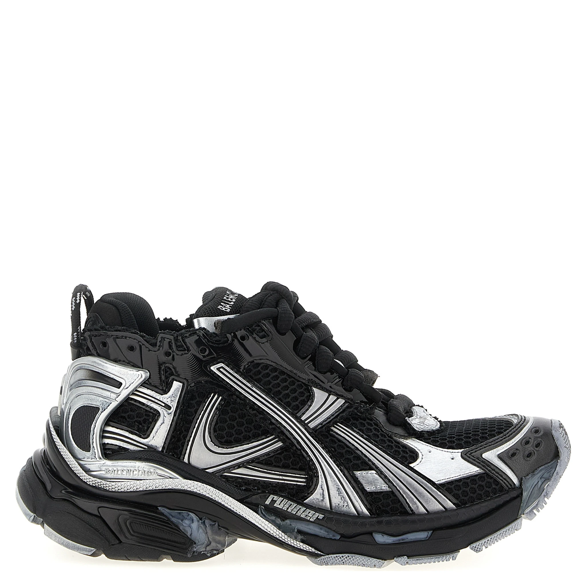 Black Polyethylene Athletic Sneakers
