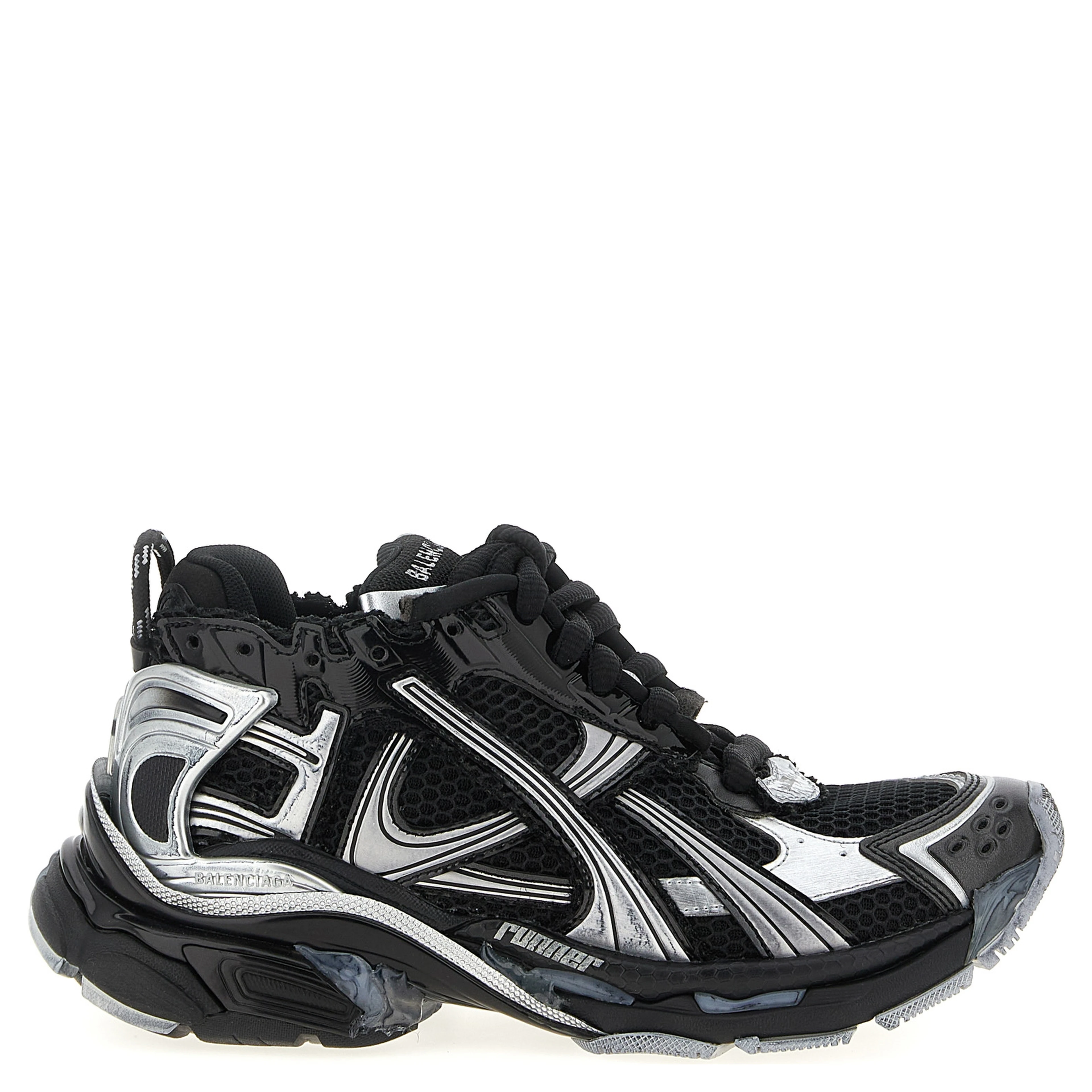 Black Polyethylene Athletic Sneakers