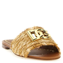 Brown Raffia Slides