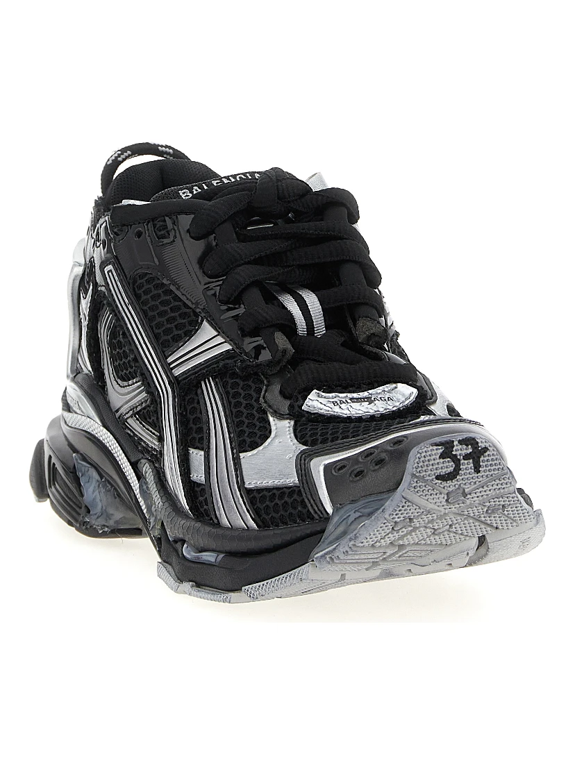 Black Polyethylene Athletic Sneakers