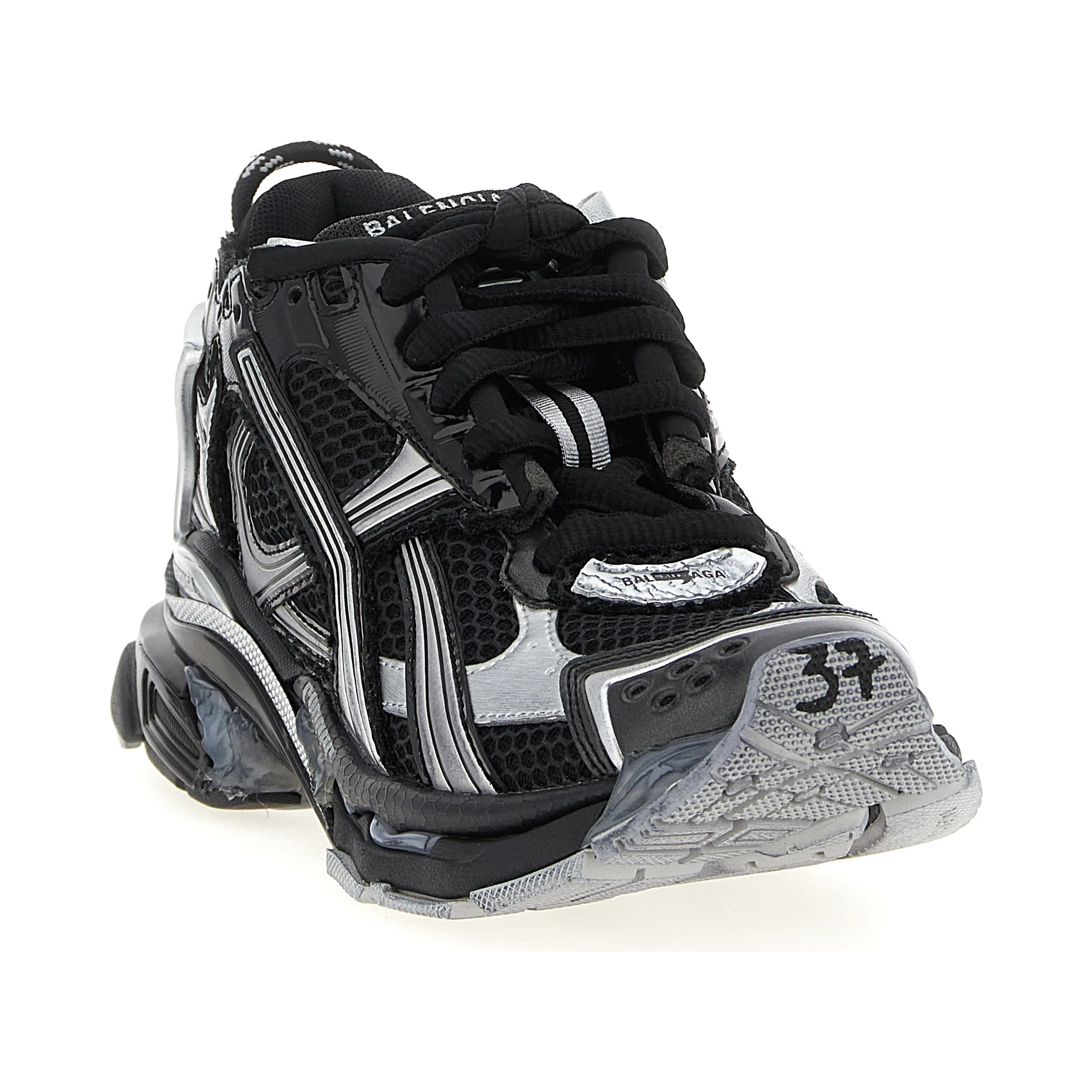 Black Polyethylene Athletic Sneakers