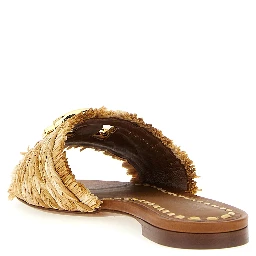 Brown Raffia Slides