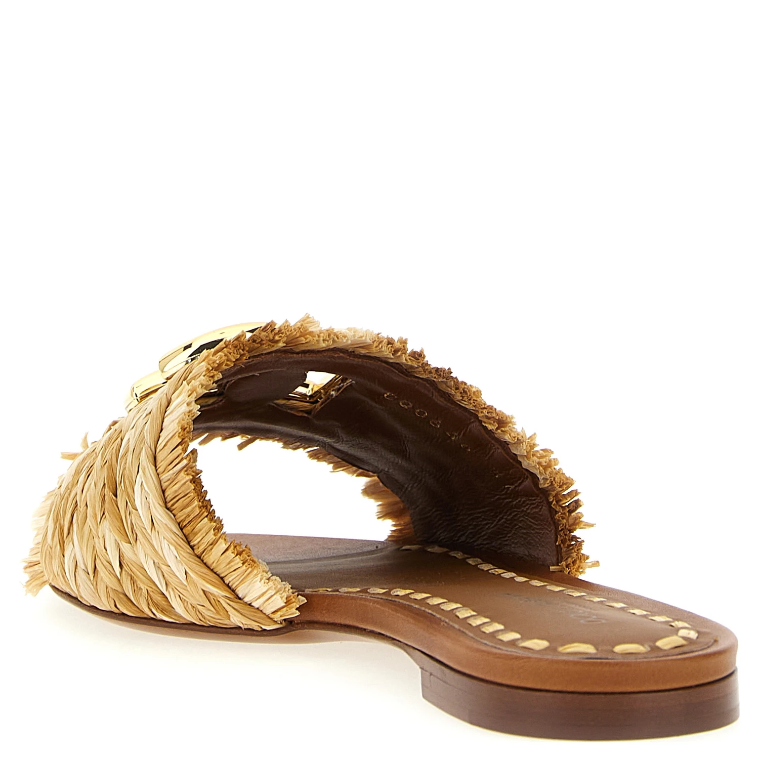 Brown Raffia Slides