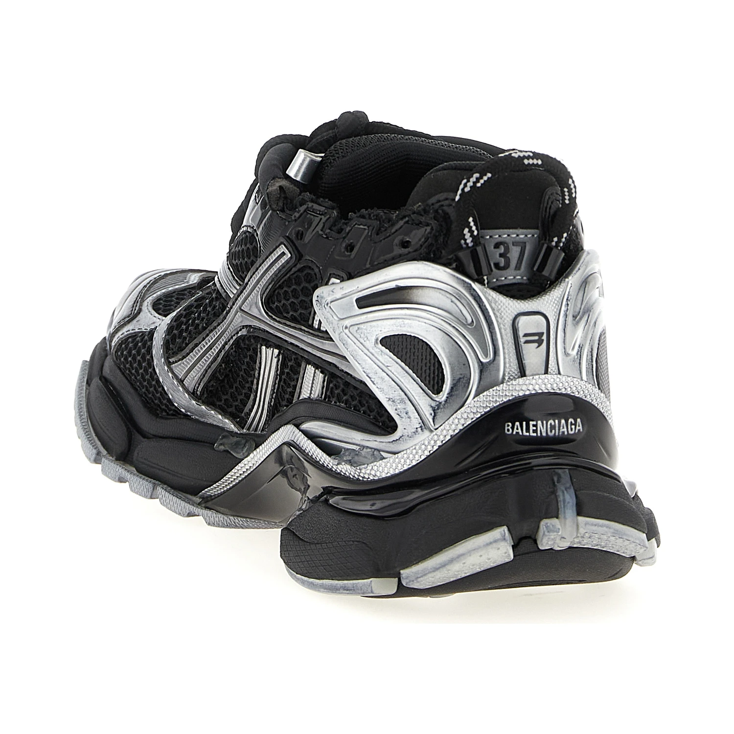 Black Polyethylene Athletic Sneakers