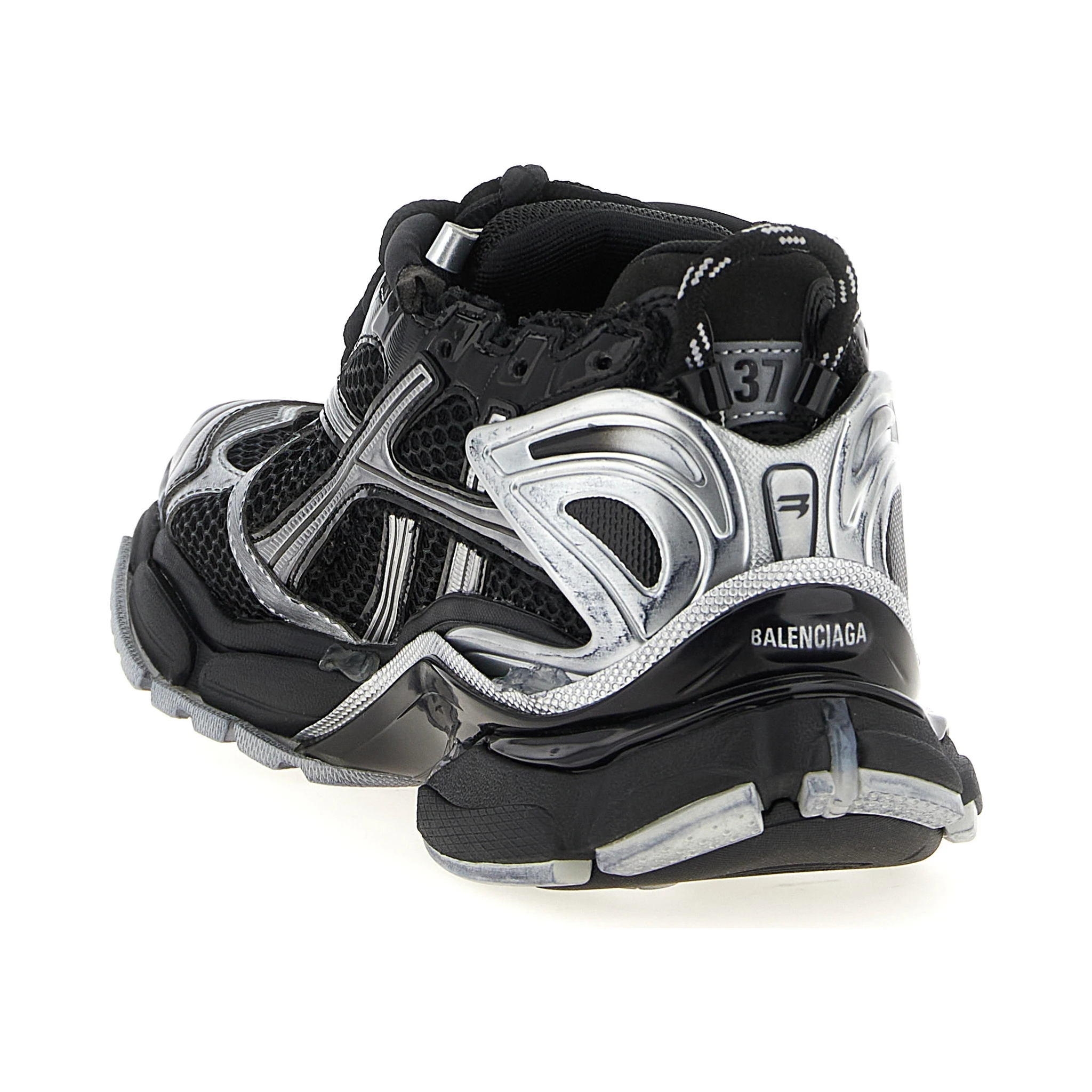 Black Polyethylene Athletic Sneakers