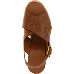 Brown Calfskin Wedge Sandals