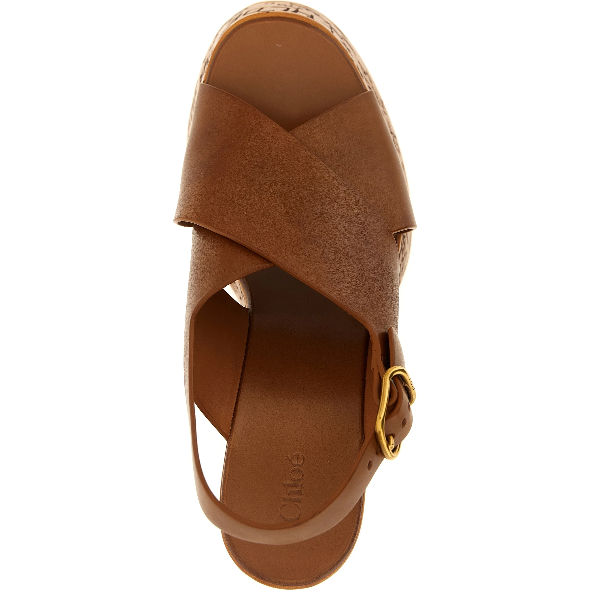 Brown Calfskin Wedge Sandals