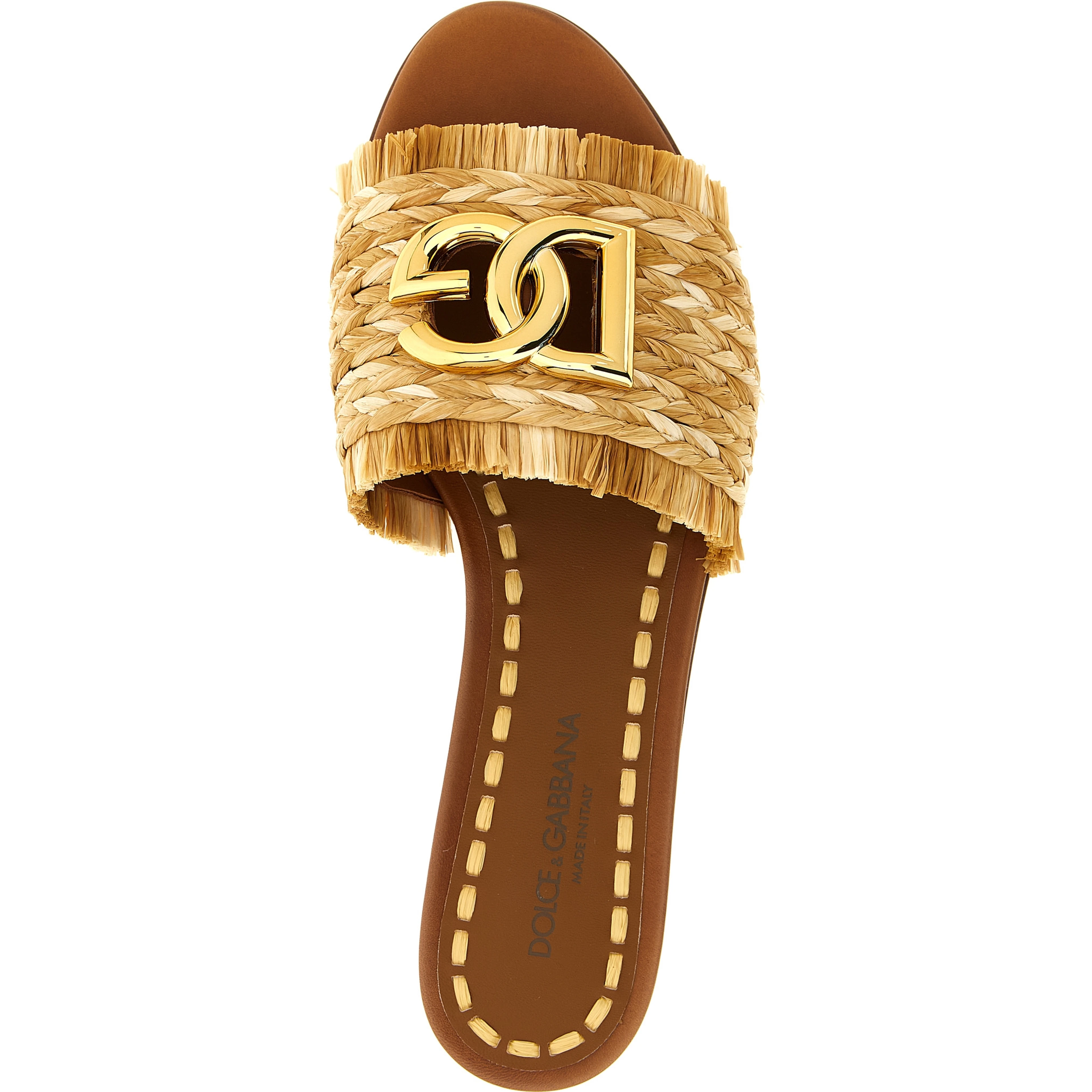Brown Raffia Slides