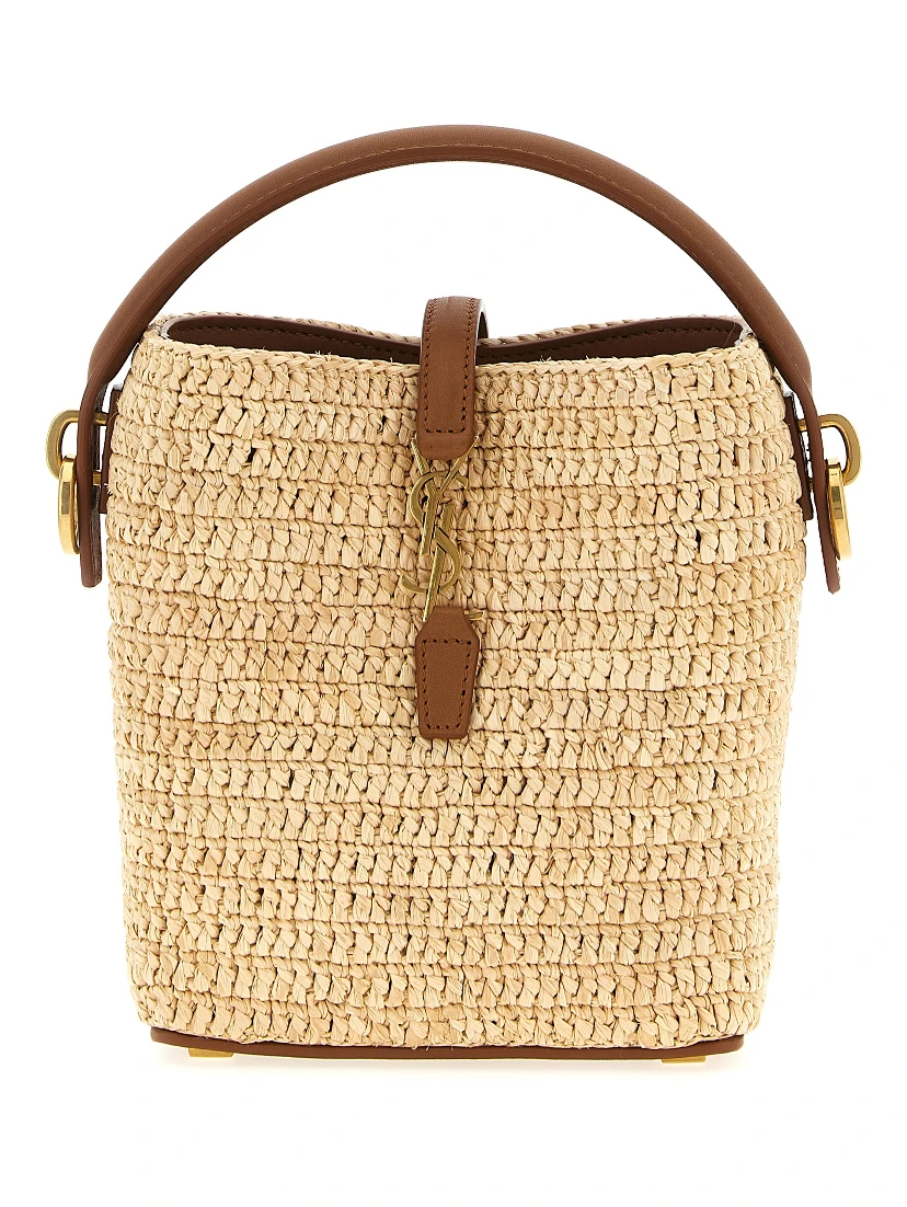 Beige Raffia Crossbody Bag