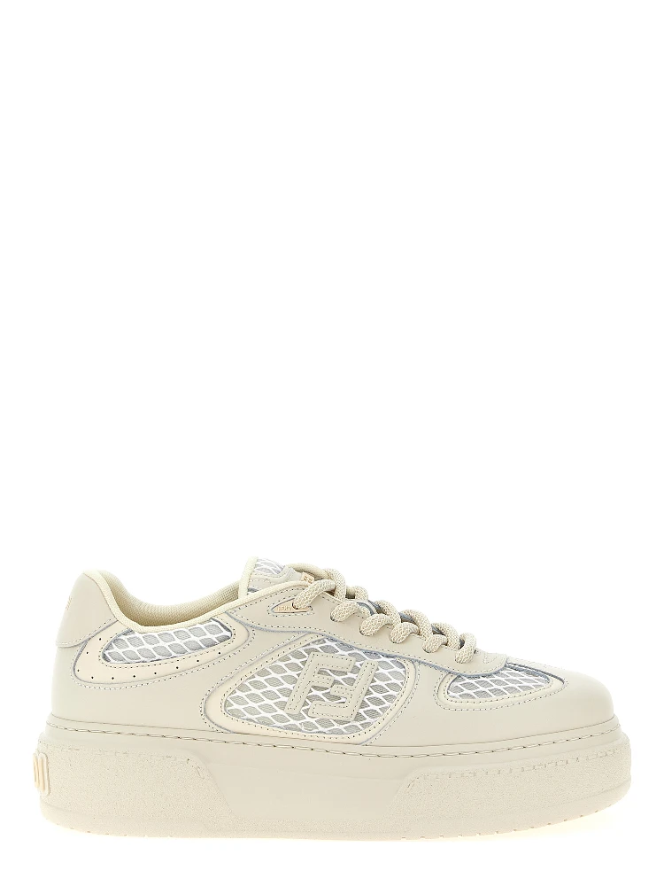 Beige Calfskin Platform Sneakers