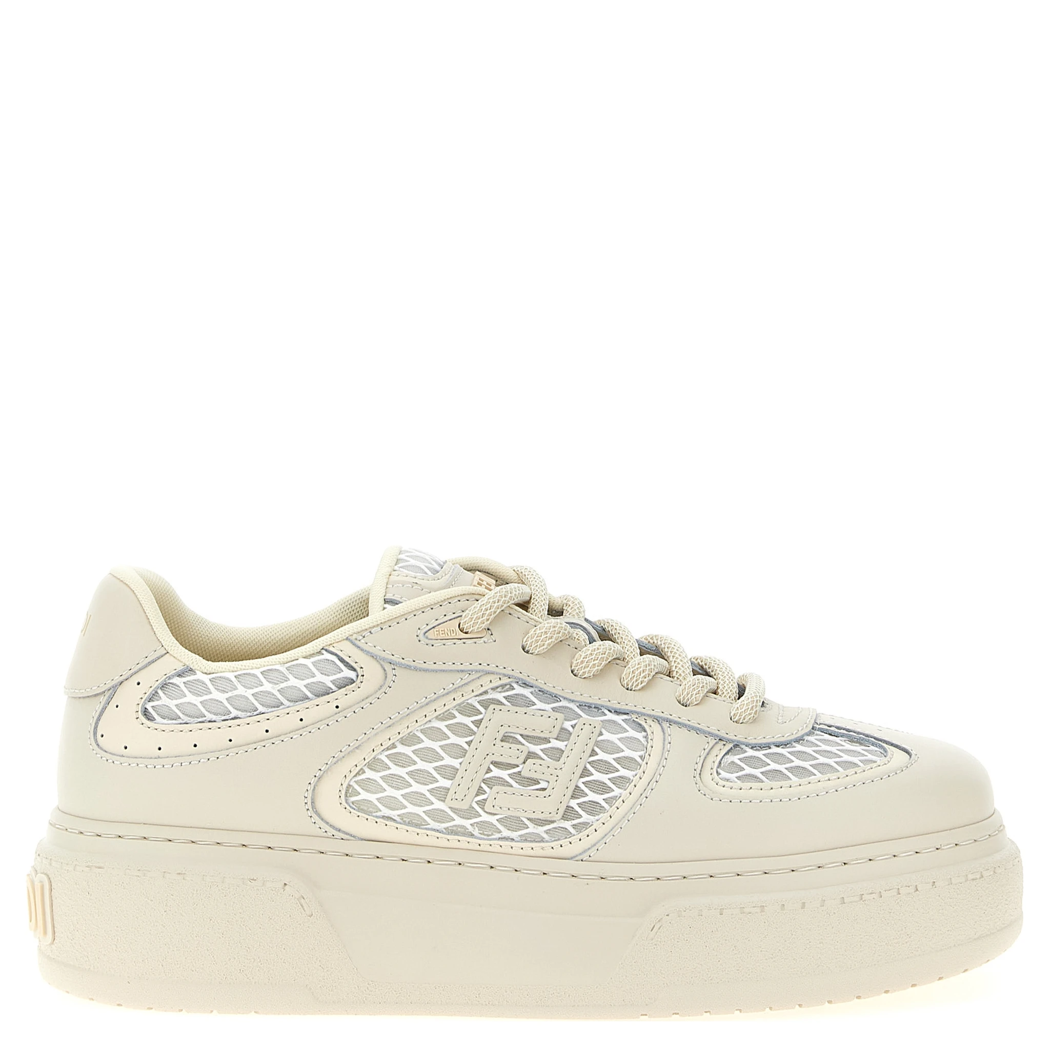 Beige Calfskin Platform Sneakers