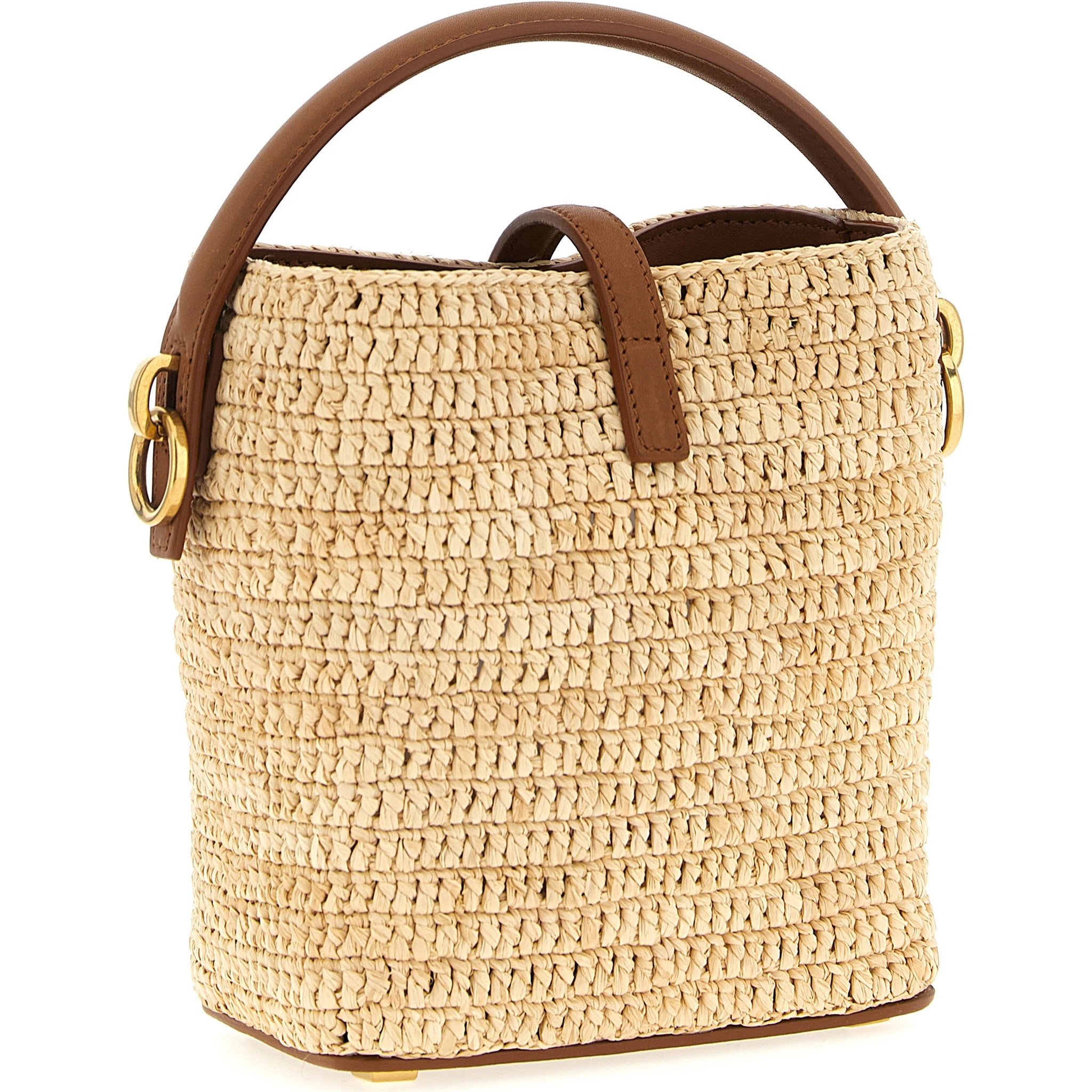Beige Raffia Crossbody Bag