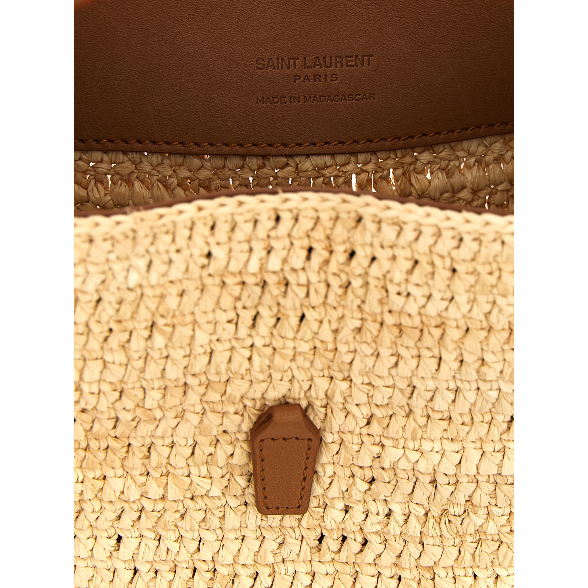 Beige Raffia Crossbody Bag