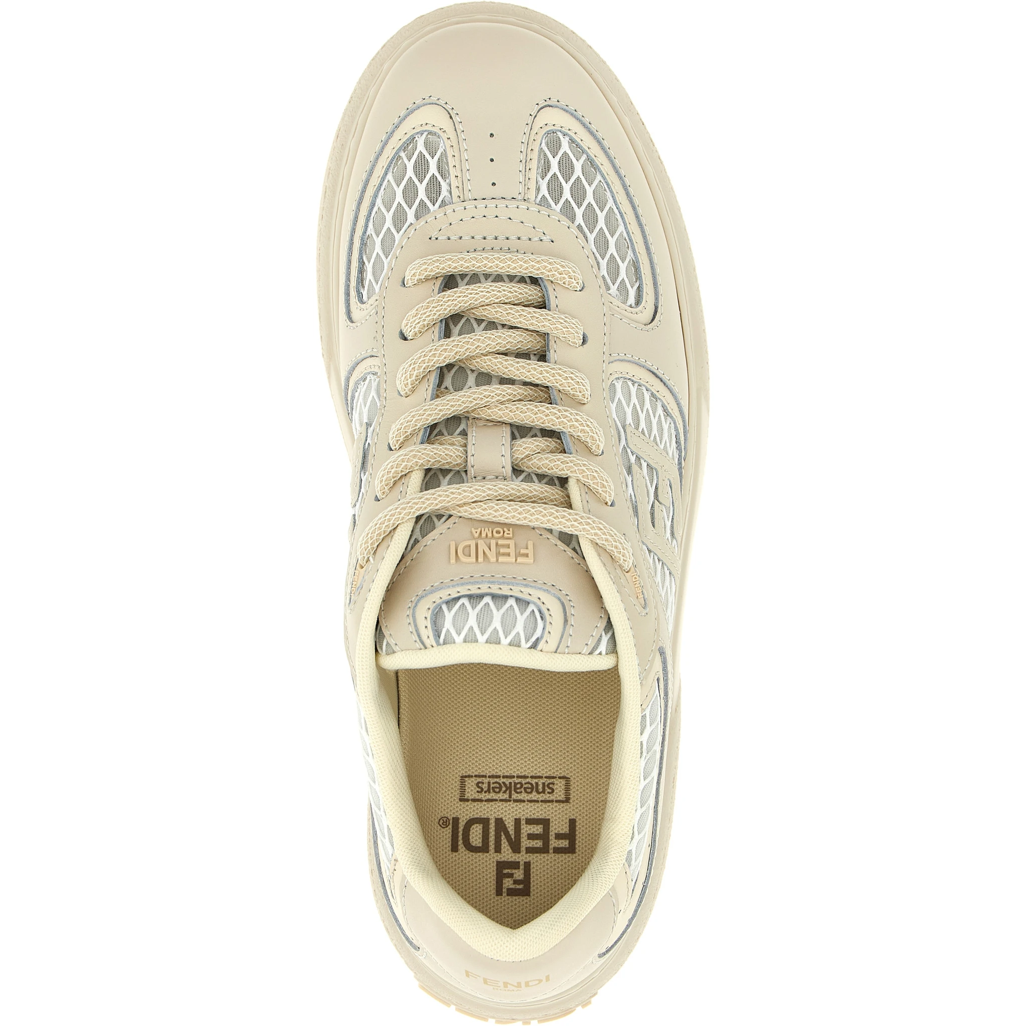 Beige Calfskin Platform Sneakers