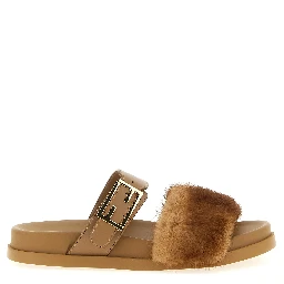 Brown Leather Slides