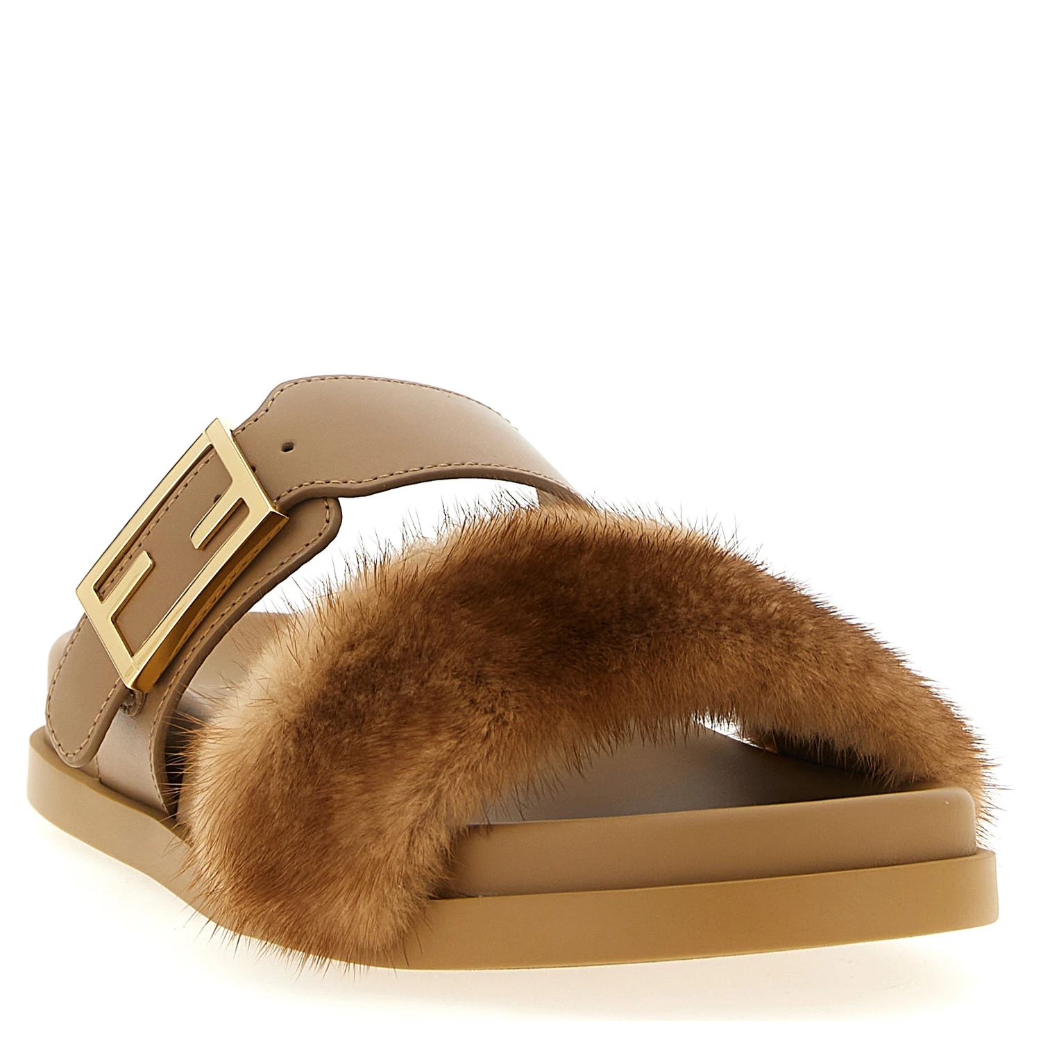 Brown Leather Slides