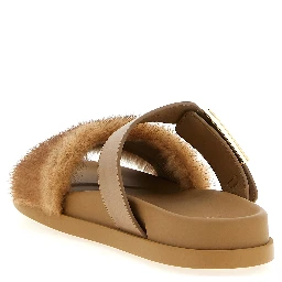 Brown Leather Slides