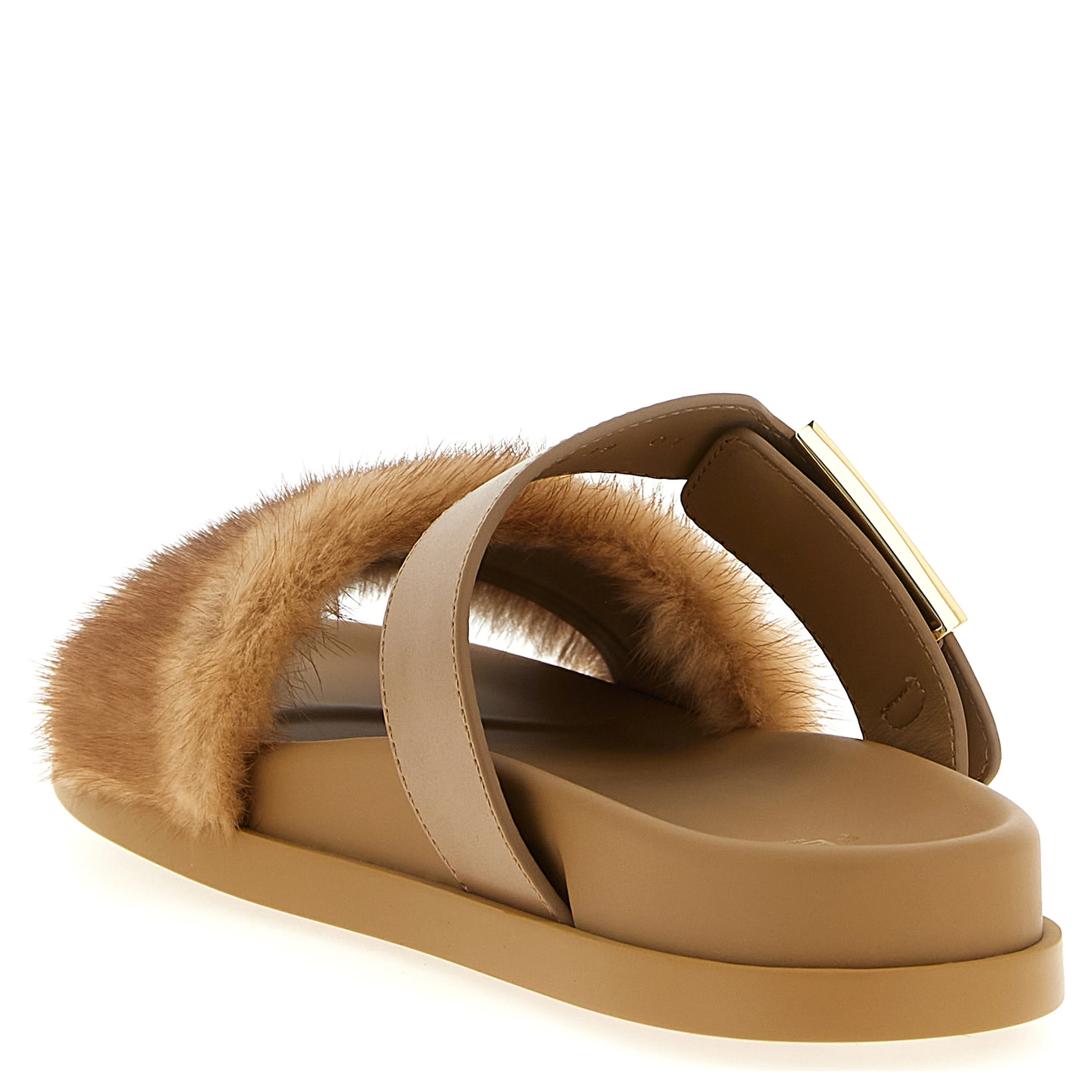 Brown Leather Slides