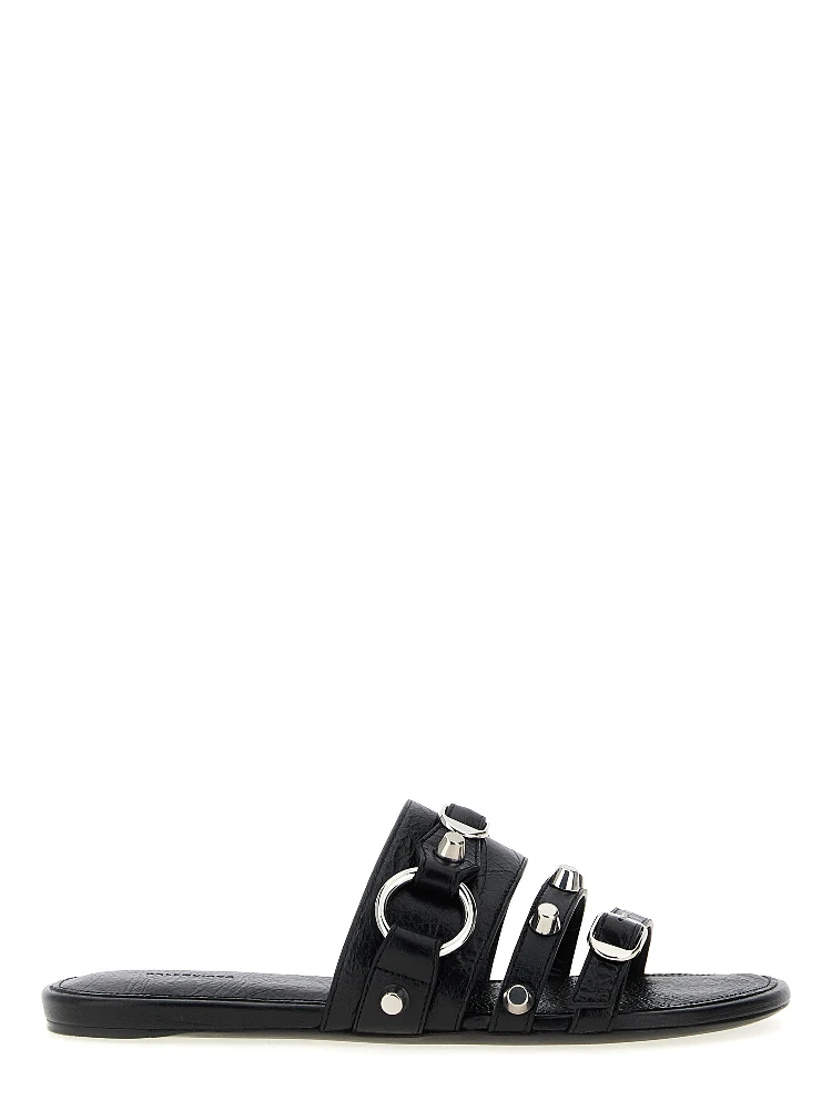 Black Lamb Leather Slides
