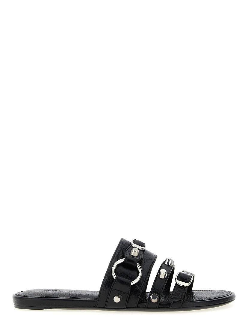 Black Lamb Leather Slides