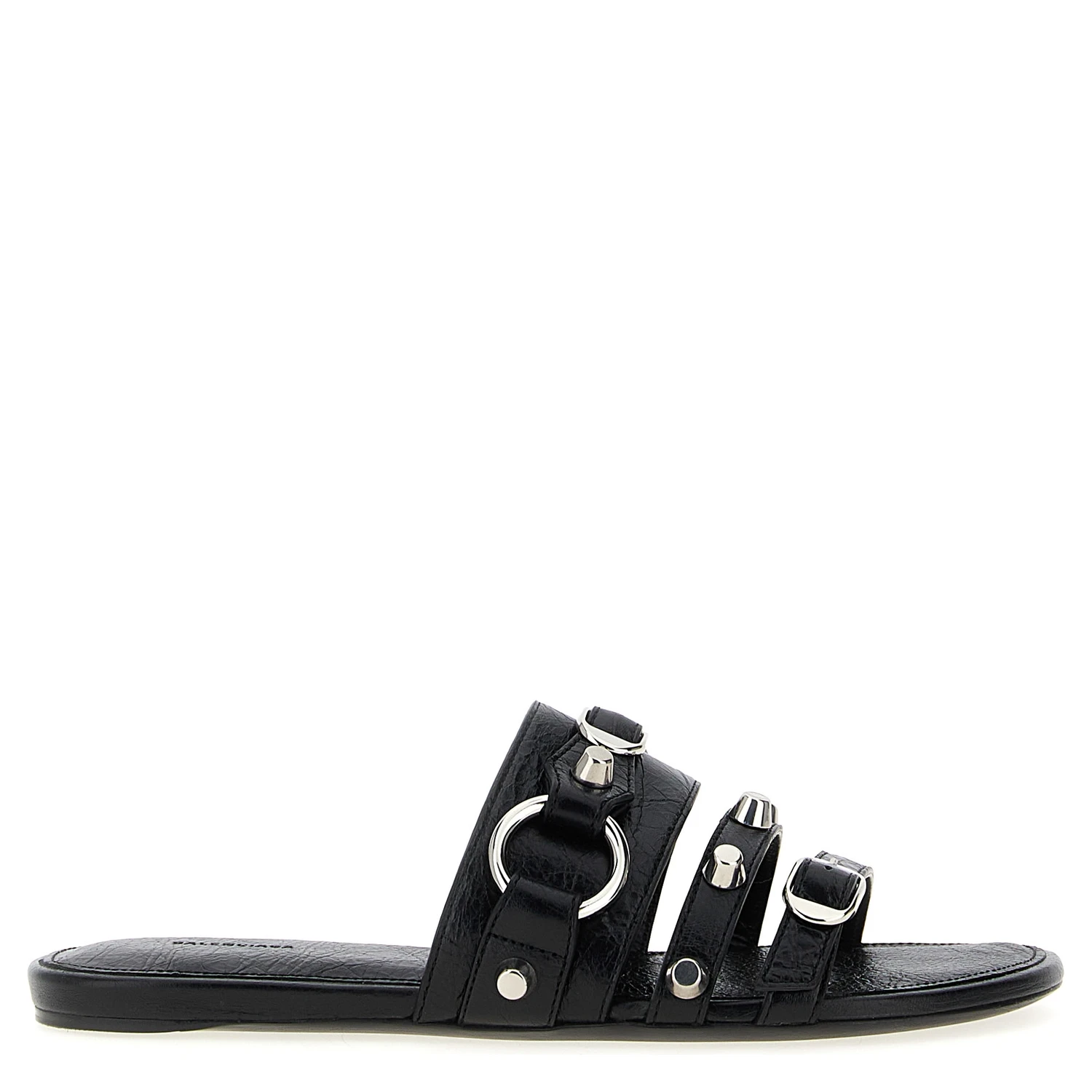 Black Lamb Leather Slides