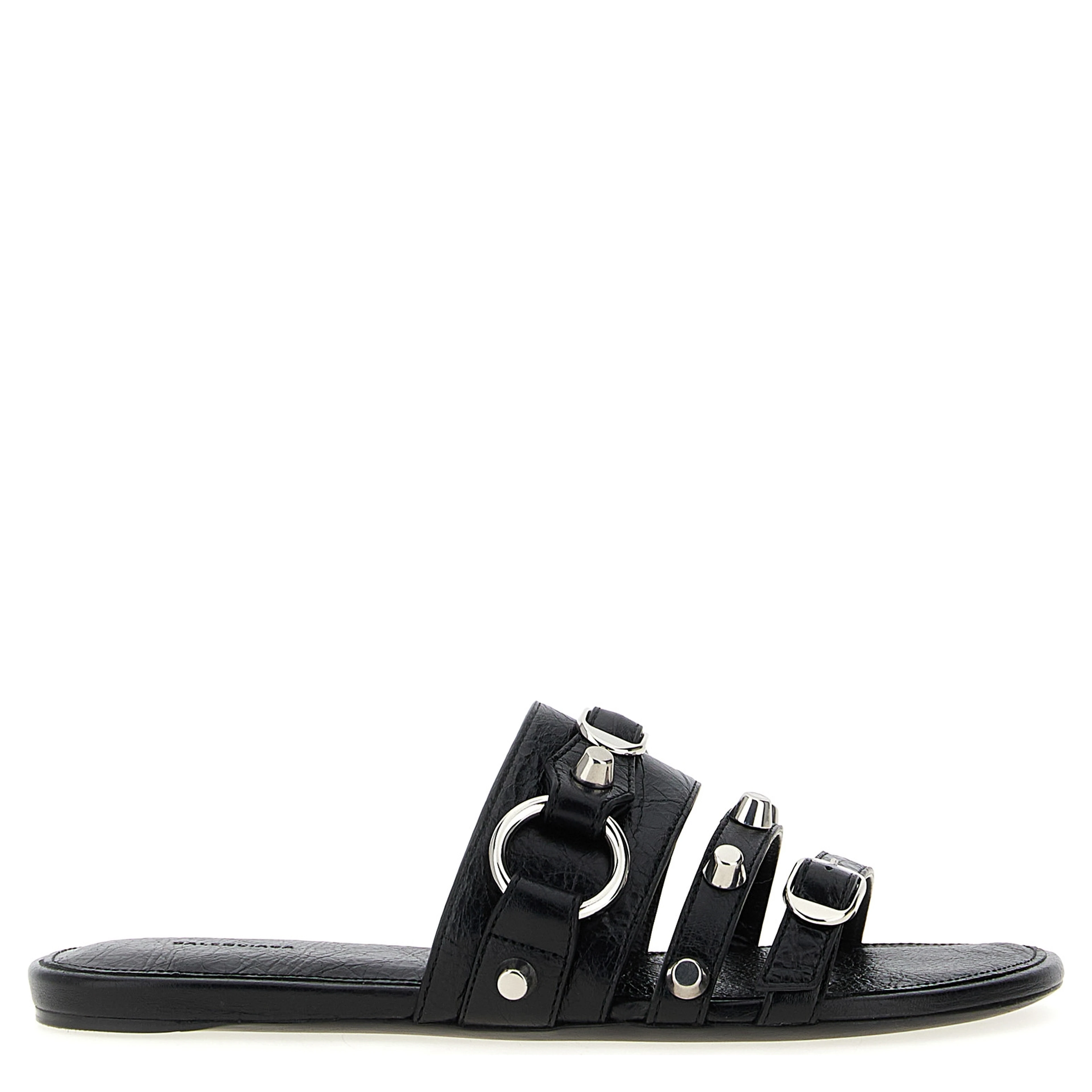 Black Lamb Leather Slides