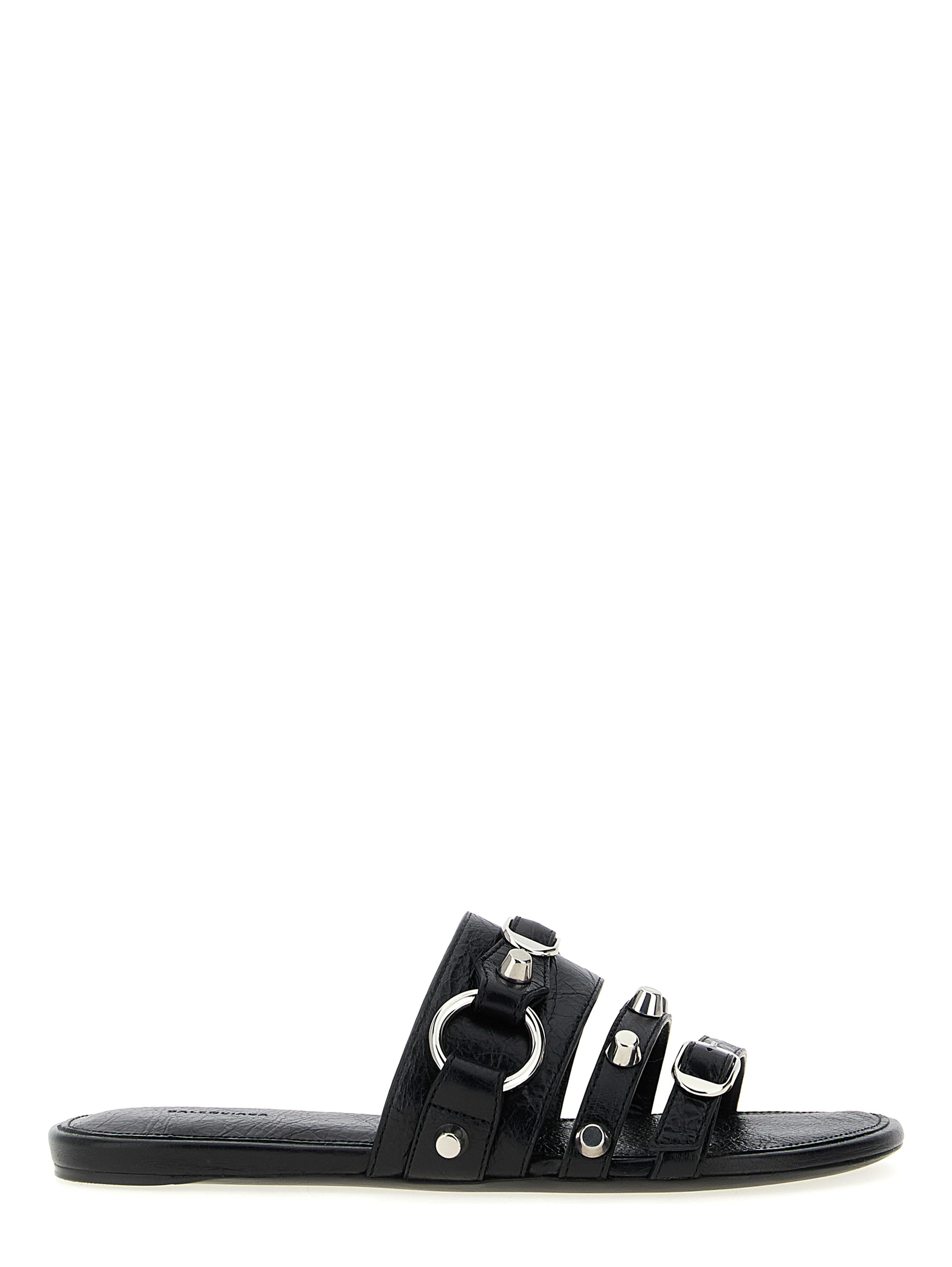 Black Lamb Leather Slides