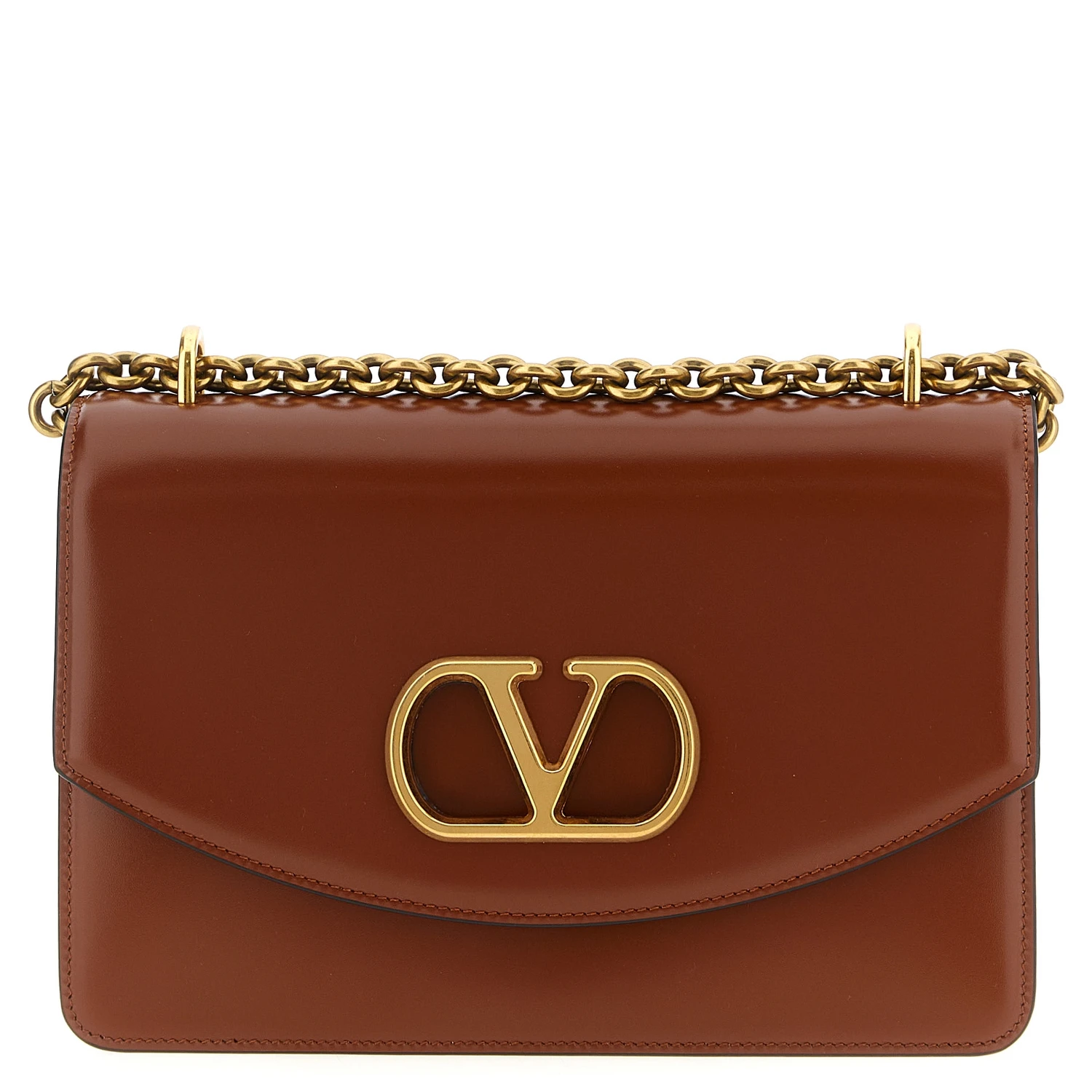 Brown Calfskin Shoulder Bag