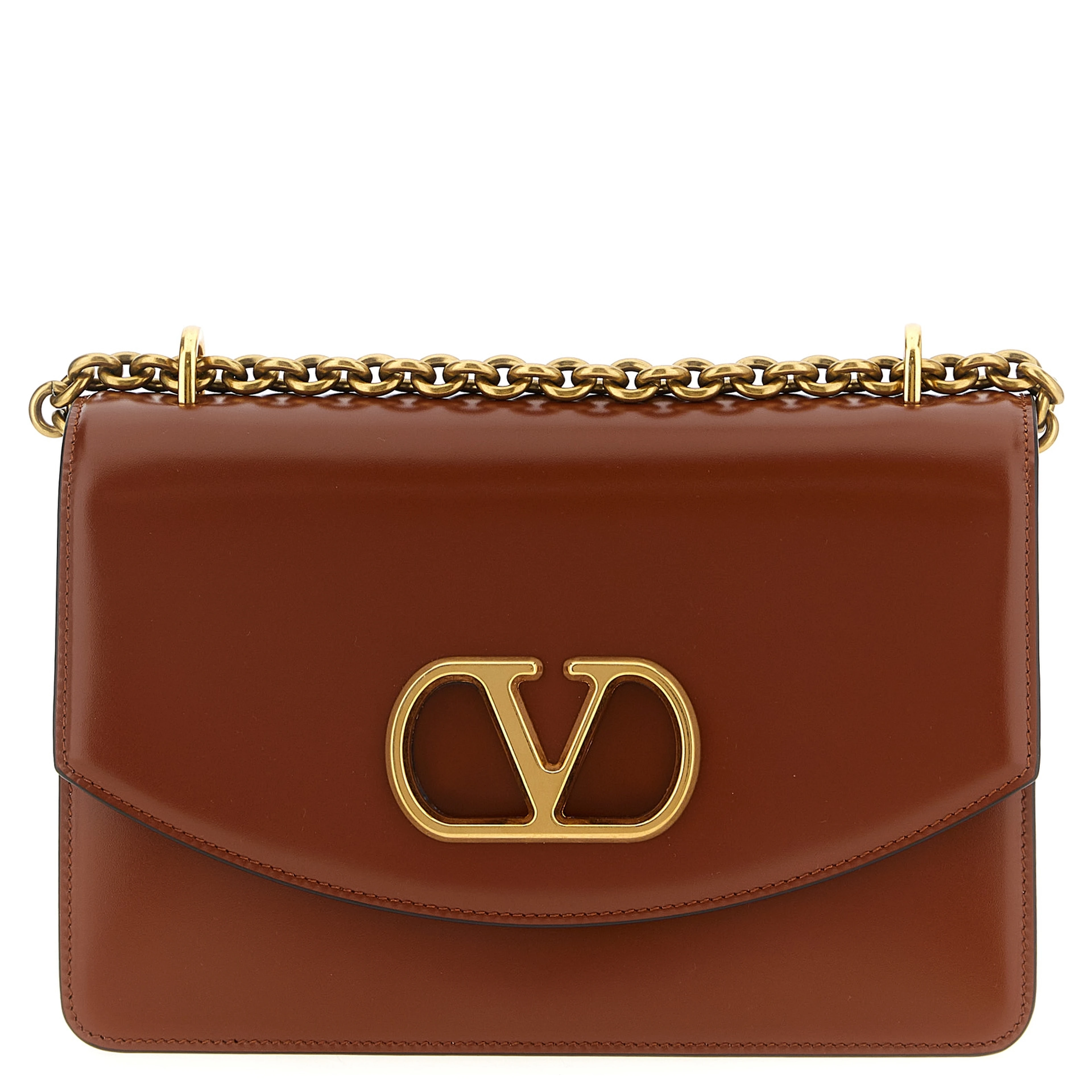 Brown Calfskin Shoulder Bag