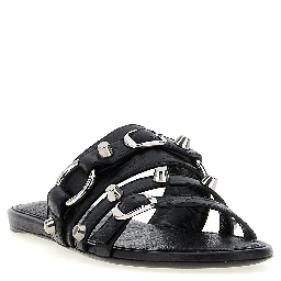 Black Lamb Leather Slides