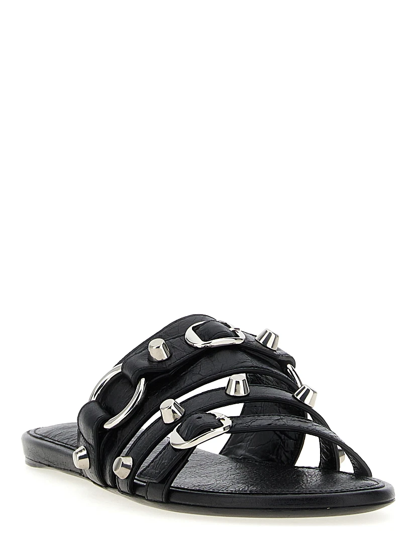 Black Lamb Leather Slides