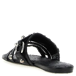 Black Lamb Leather Slides