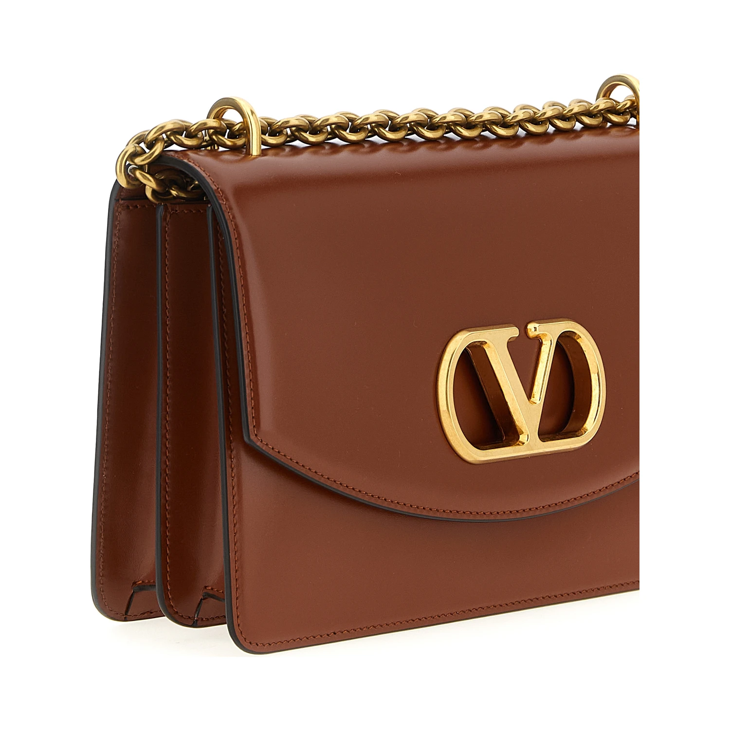 Brown Calfskin Shoulder Bag