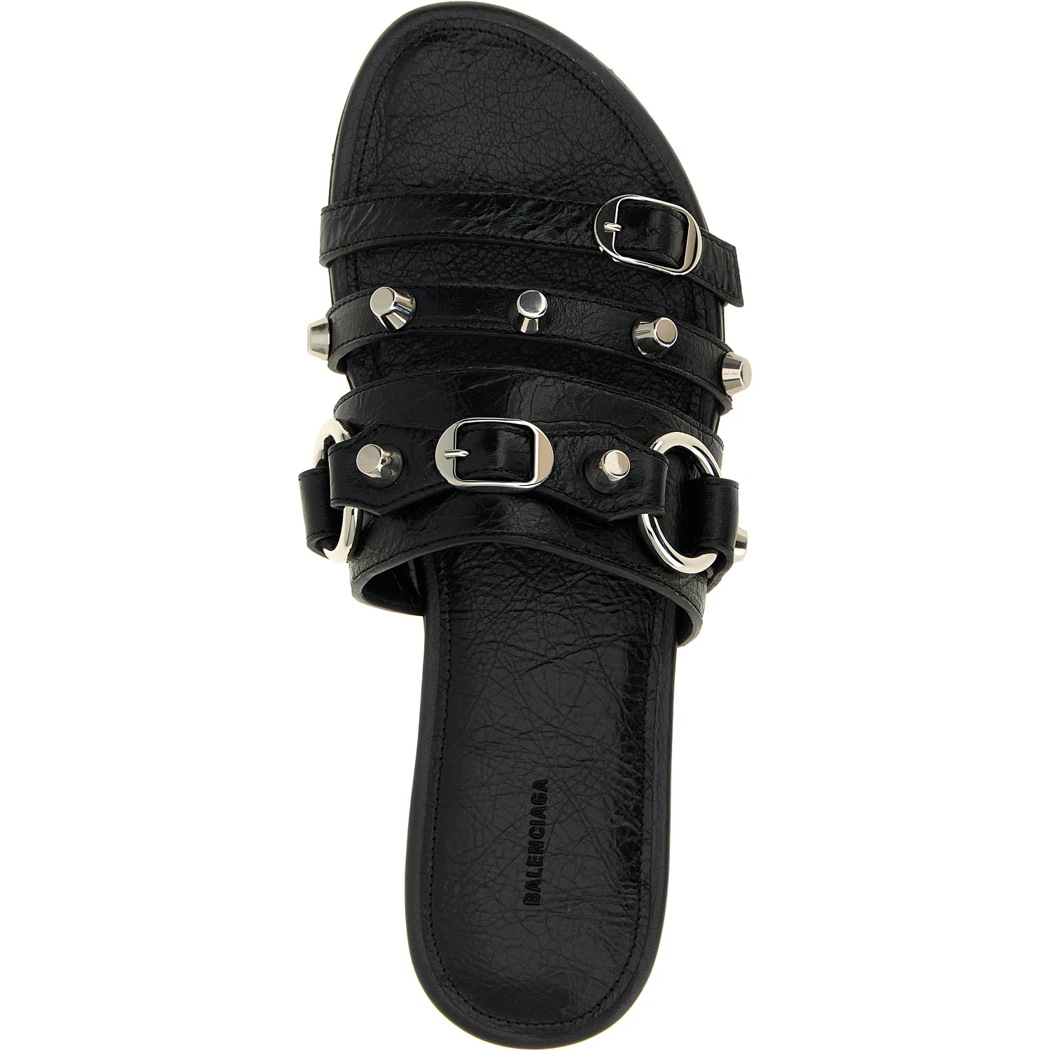 Black Lamb Leather Slides
