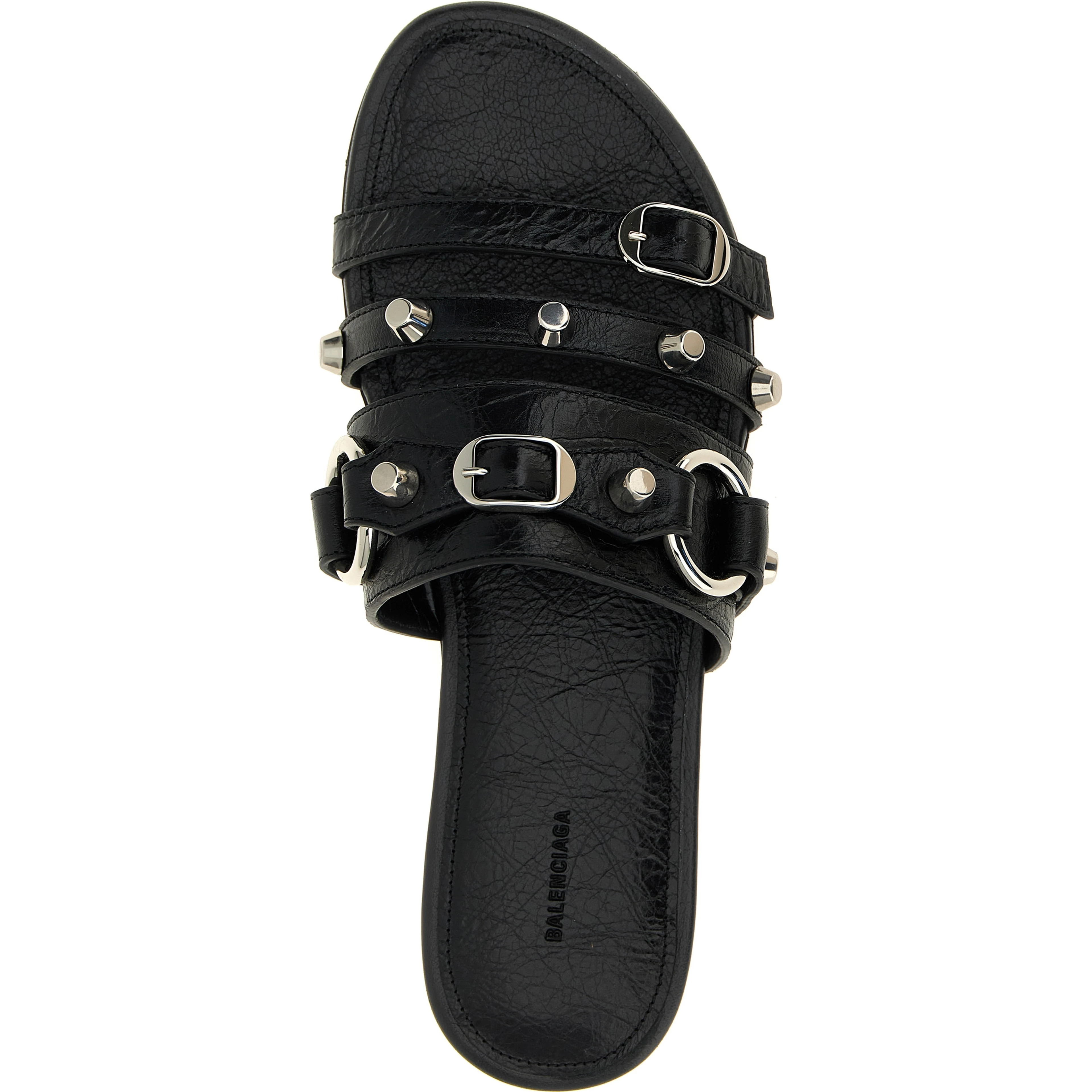 Black Lamb Leather Slides