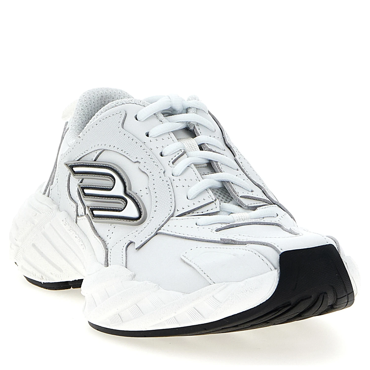 White Cowhide Athletic Sneakers