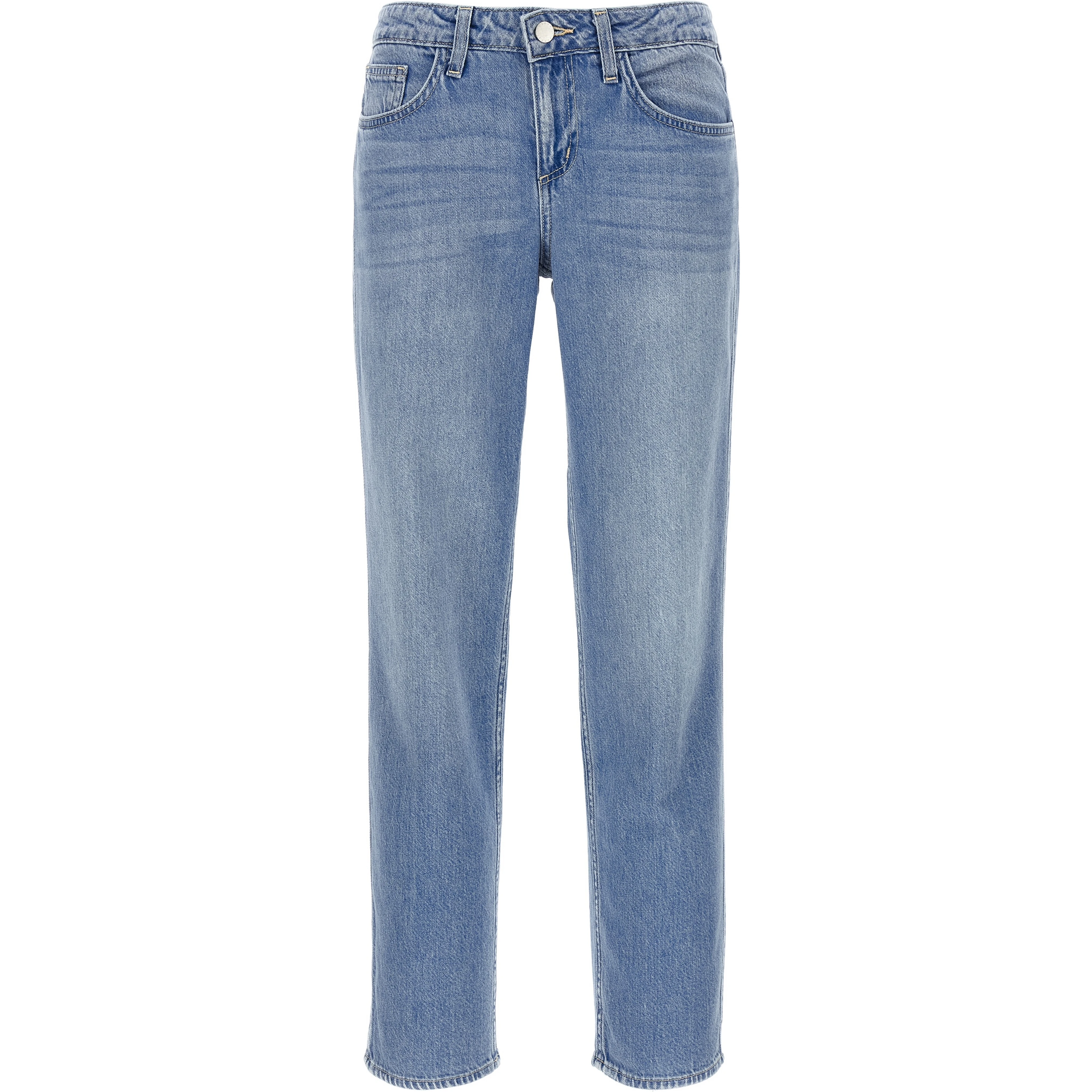 Blue Cotton Straight-Leg Jeans