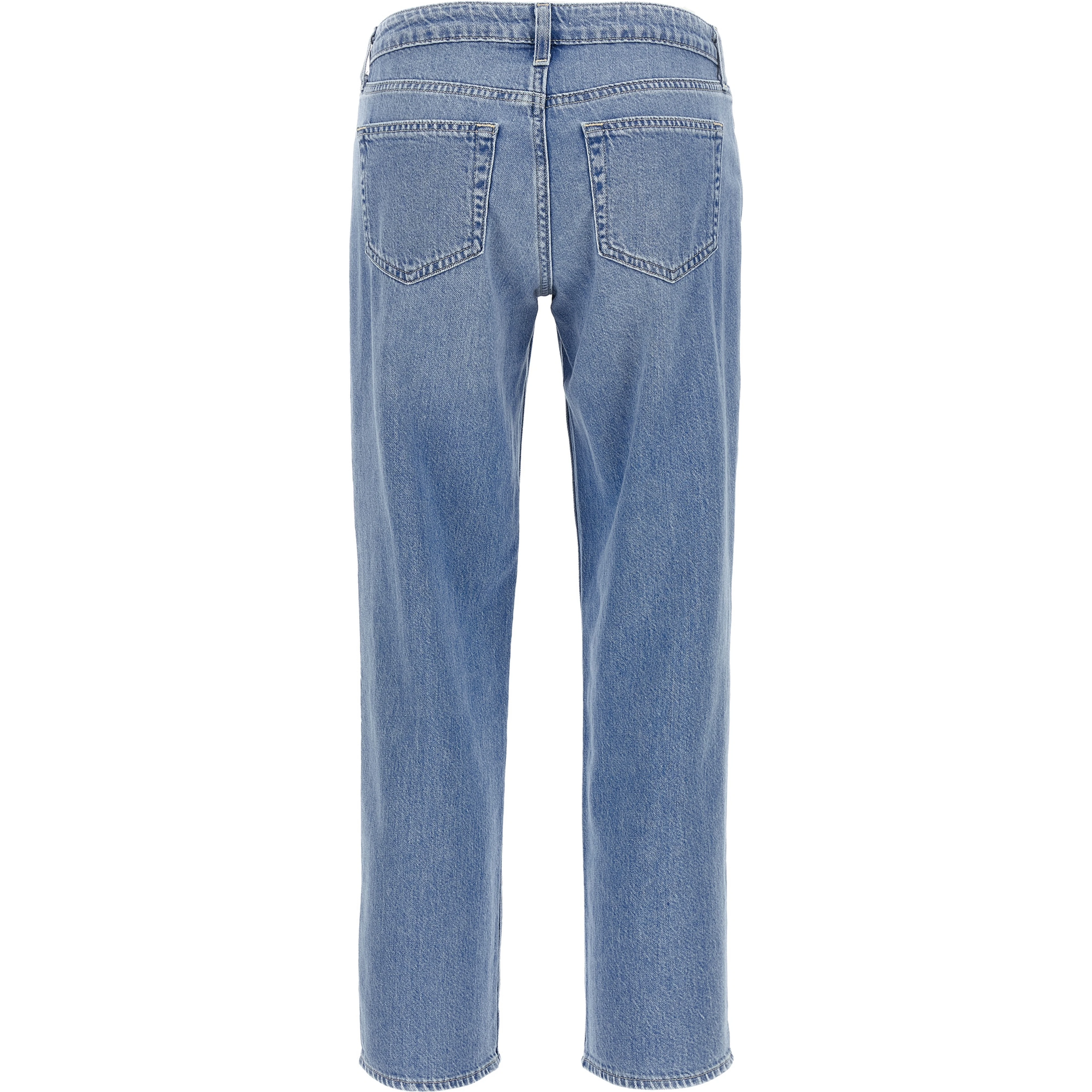 Blue Cotton Straight-Leg Jeans