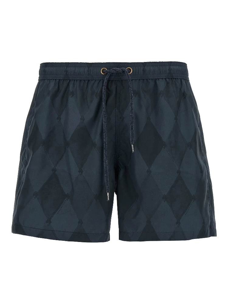 Blue Polyester Swim Shorts