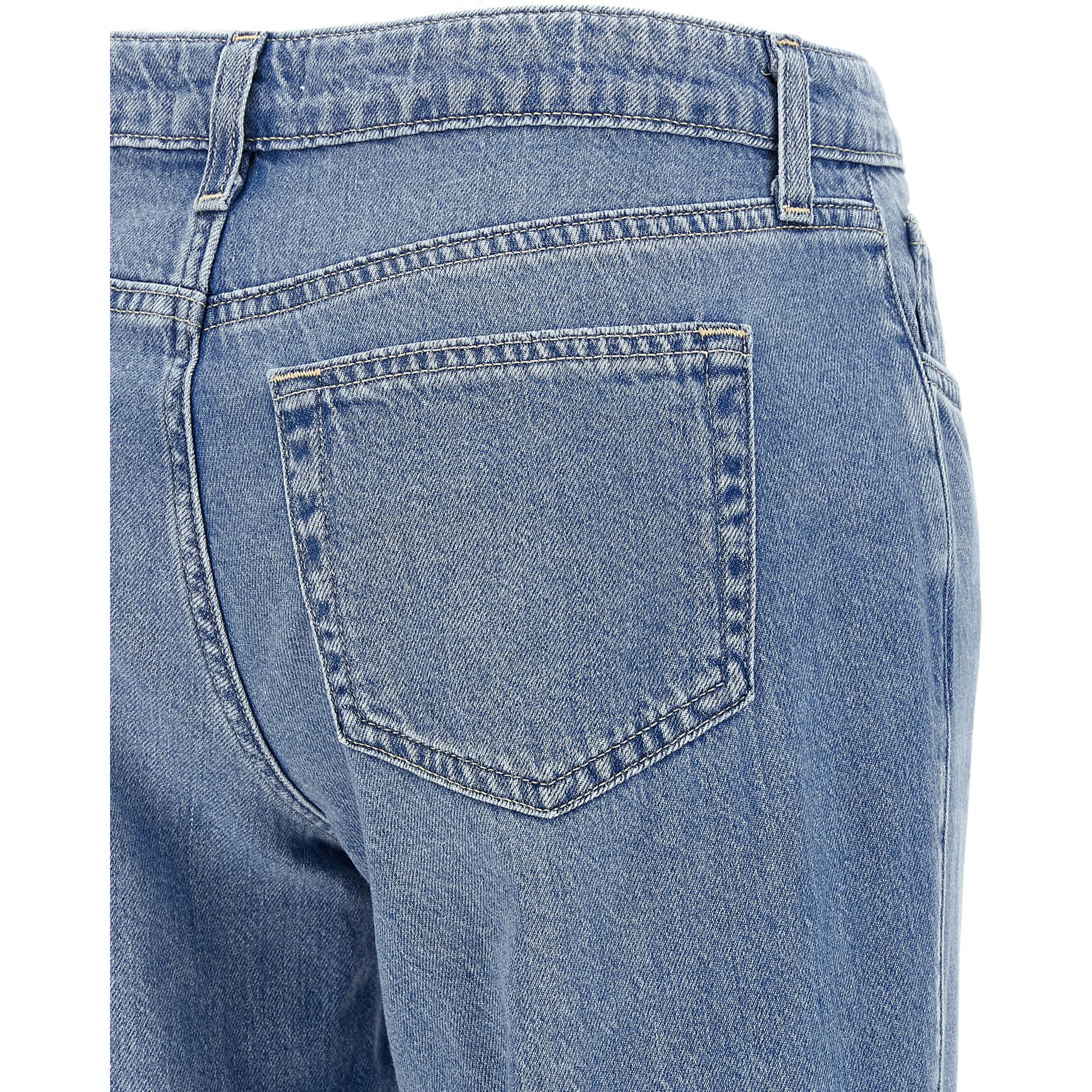 Blue Cotton Straight-Leg Jeans