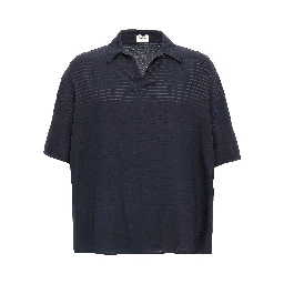 Blue Silk Polo Shirt