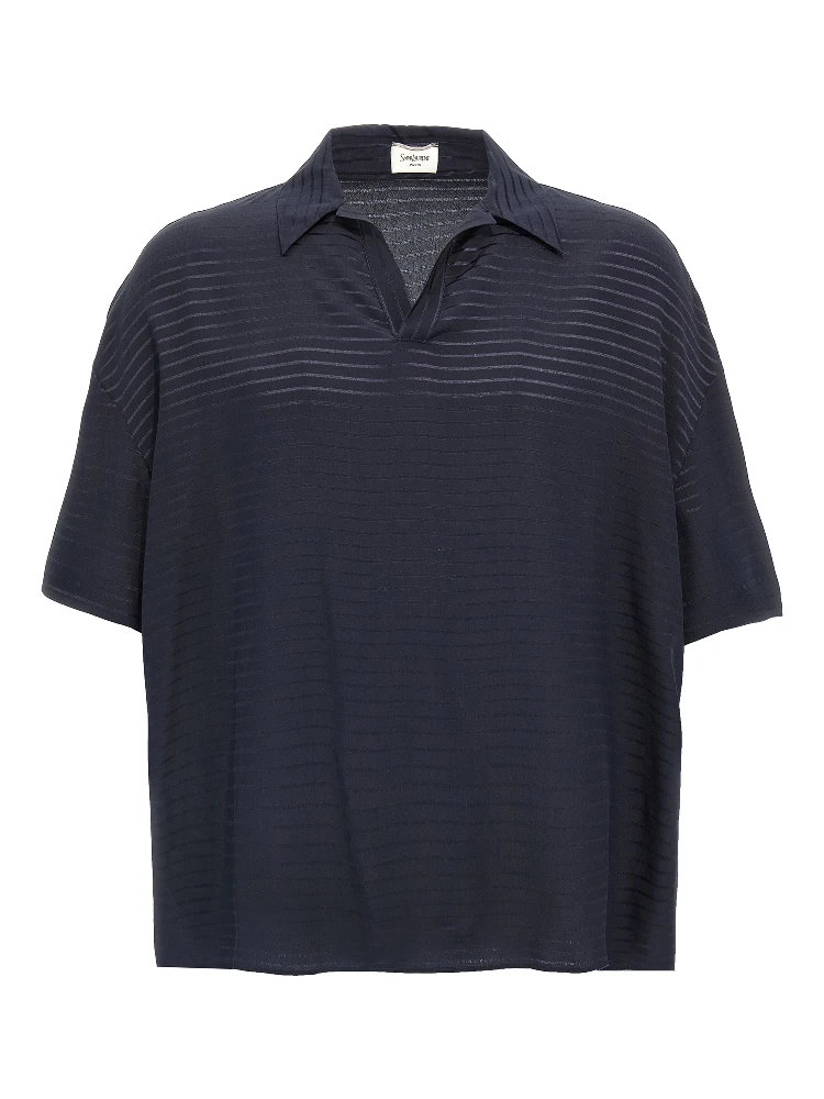 Blue Silk Polo Shirt