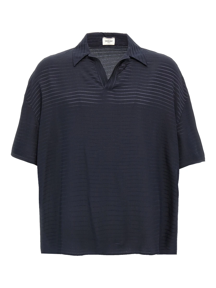 Blue Silk Polo Shirt