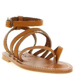 Brown Cowhide Flat Sandals